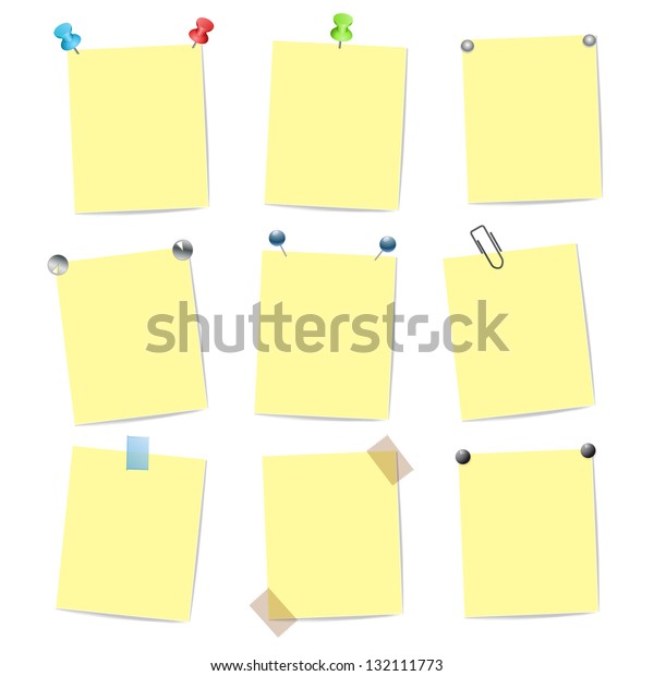 Blank Yellow Note Items Pins Stock Illustration 132111773 | Shutterstock