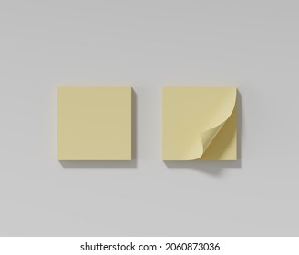 Blank Yellow post note papers, sticky note, 3d rendering, 3d illustration
