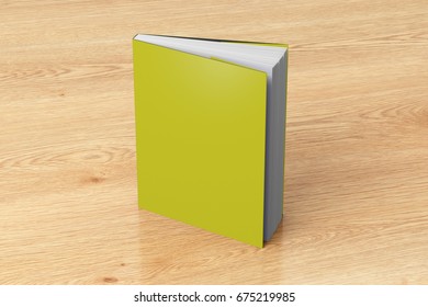 Blank Yellow Vertical Dust Jacket Or Dust Wrapper Standing Book. Isolated With Clipping Path Around Book. 3d Illustration.