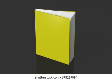 Blank Yellow Vertical Dust Jacket Or Dust Wrapper Standing Book. Isolated With Clipping Path Around Book. 3d Illustration.