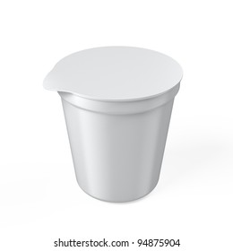 Blank yogurt cup isolated on white