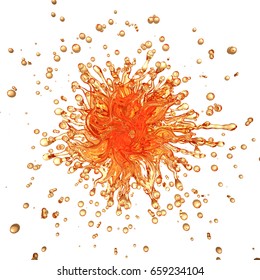 Blast orange juice. Splash. 3d illustration, 3d rendering.