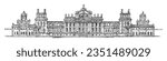 Blenheim Palace - Country house in Woodstock, Oxfordshire (England) the seat of the Dukes of Marlborough - Vintage engraved illustration isolated on white background