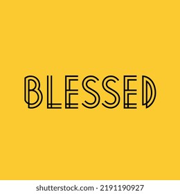 Blessed Word On Golden Banner Background, Letters On Yellow Background