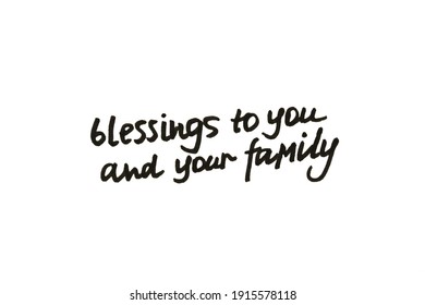 Blessings You Your Family Handwritten Message Stock Illustration ...