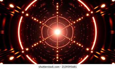 Blinking Circle Lamp In The Red Dotted Light Tunnel VJ Art