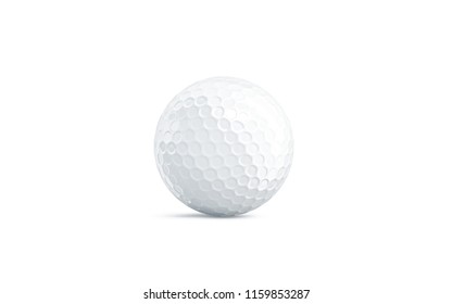 Blnk white golf ball mockup, stand isolated, front view, 3d rendering. Empty golfing sphere mock up. Clear sport plastic round bal template.