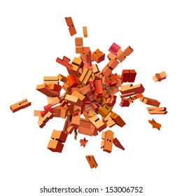 block alphabet font exploded in pink red