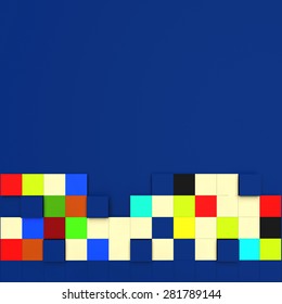 Block Background Showing Blank Space And Cube