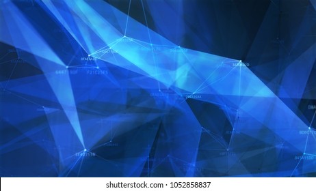 Block chain network and programming concept on technology background.  Blockchain , cryptocurrencies , bitcoin and distributed ledger technology concept. Block chain