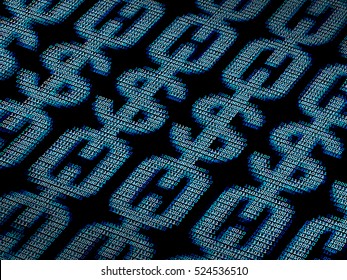 Blockchain digital background with dollar sign. Concept of fintech, cryptocurrency