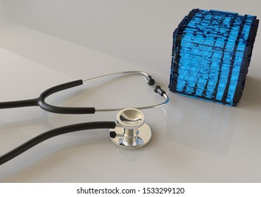 Blockchain Health Care Technology 3D Illustration