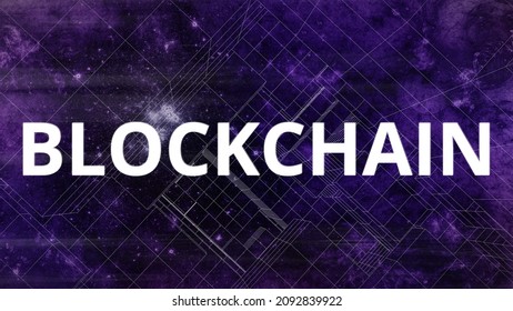Blockchain technology network. Abstract blocks and universe resembling block chain, cryptography and programming.