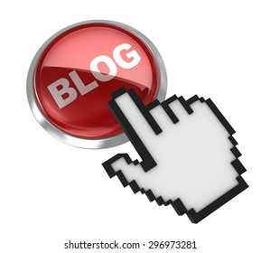 Blog button , This is a computer generated and 3d rendered picture.