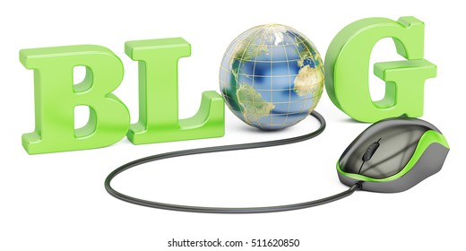 Blog concept, 3D rendering isolated on white background, Elements of this image furnished by NASA
