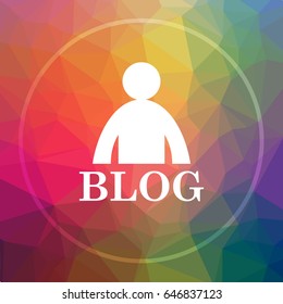 Blog icon. Blog website button on low poly background.