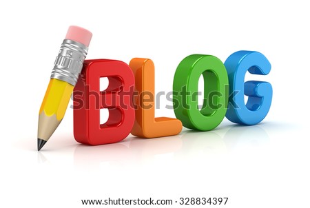 Blog text and pencil , This is a computer generated and 3d rendered picture.