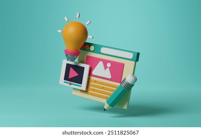 Blogging icon. Perfect for websites, social media, and digital communication, showcasing the essence of online content creation. 3D render illustration