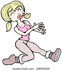 Blond Woman In Sweat Pants Cartoon