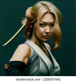 Blonde Female Martial Artist Ready To Fight