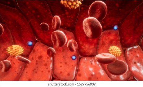 Blood 3d Rendering Medicine Red Background Erythrocyte