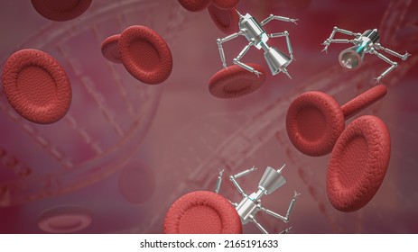 Blood Cell And Nano Bot For Sci Or Education Concept 3d Rendering