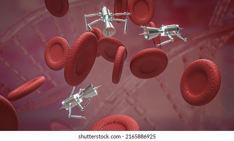 Blood Cell And Nano Bot For Sci Or Education Concept 3d Rendering