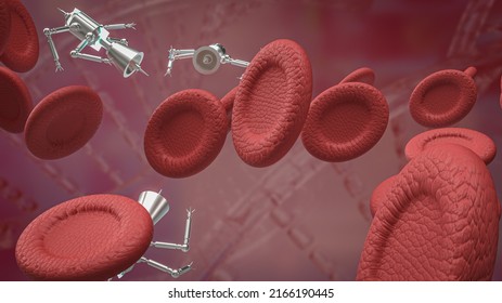 Blood Cell And Nano Bot For Sci Or Education Concept 3d Rendering