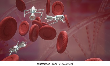 Blood Cell And Nano Bot For Sci Or Education Concept 3d Rendering