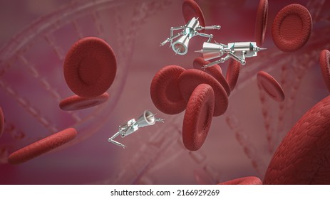 Blood Cell And Nano Bot For Sci Or Education Concept 3d Rendering