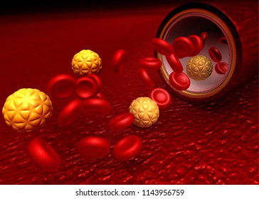 Blood Cells With Bad Cholesterol. 3d Render