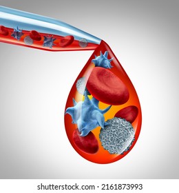 Blood Cells With Platelets And Thrombocytes Or White Cell Anatomy Concept With Activated Platelet Symbol As A 3D Render.