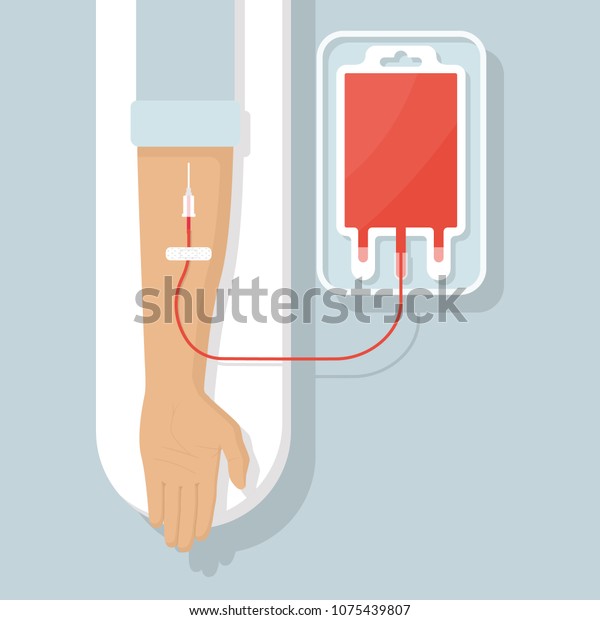 Blood Donation Bag Tube Hand Male Stock Illustration