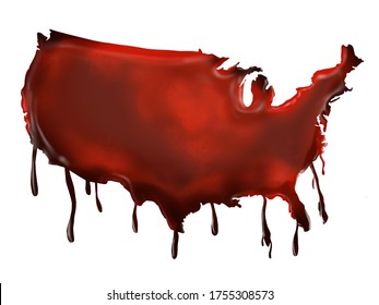 Blood Drop America Continent Shape  Isolate On White Background.clipping Path Inside 2d Illustrate. 