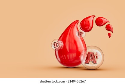 Blood Drop Icon With Group 3d Render Concept For World Blood Donation Day To Matching Blood Group