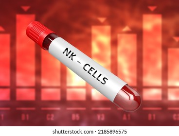 Blood Sample Tube Natural Killer Cells Or NK Cells Test . 3D Illustration