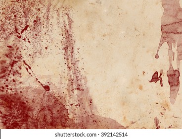 Blood Stains And Drips On Aged Paper Background