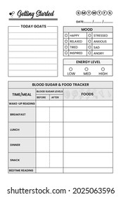 Blood Sugar And Food Tracker Journal