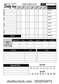 Blood Sugar Tracker And Daily Food Journal