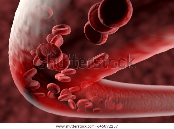 血液細胞が流れる血管 3dイラスト のイラスト素材