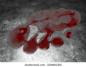 A Bloody Footprint On Metal 3d-rendering