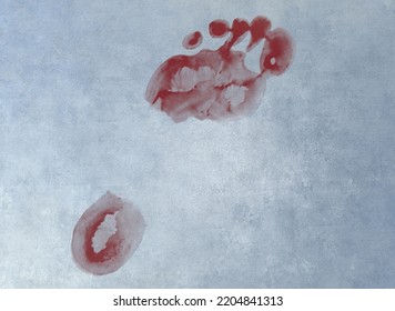 A Bloody Footprint On Metal 3d-rendering