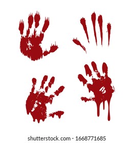 Bloody Hand Print Set Isolated White Stock Illustration 1596901255 ...