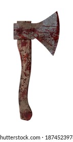 Bloody Hatchet 3D Illustration On White Background