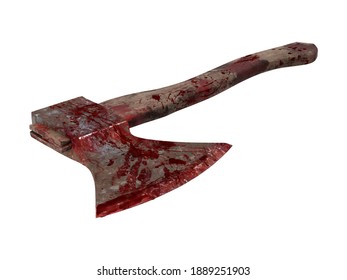 Bloody Hatchet 3D Illustration On White Background