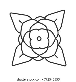 Blooming Rose Linear Icon. Flower Head. Thin Line Illustration. Rosebud Contour Symbol. Raster Isolated Outline Drawing