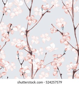 Blossom. Watercolor seamless floral pattern. Hand drawn background 7