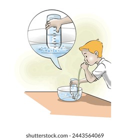 Blows bubbles thru straw into tank, bubbles rise to surface