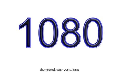 blue 1080 number 3d effect white background