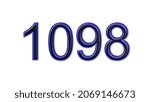 blue 1098 number 3d effect white background